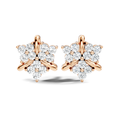 Round Cut Natural & Lab Grown Diamond 14k Solid Gold Stunning Studs Diamond Earrings - HIGHCARAT DIAMONDS