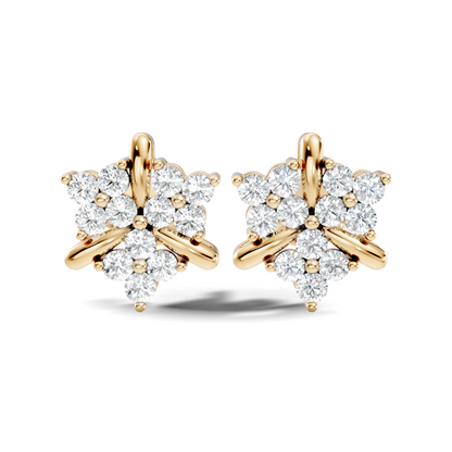 Round Cut Natural & Lab Grown Diamond 14k Solid Gold Stunning Studs Diamond Earrings - HIGHCARAT DIAMONDS