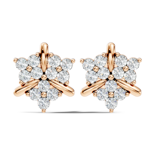 Round Cut Natural & Lab Grown Diamond 14k Solid Gold Stunning Studs Diamond Earrings - HIGHCARAT DIAMONDS