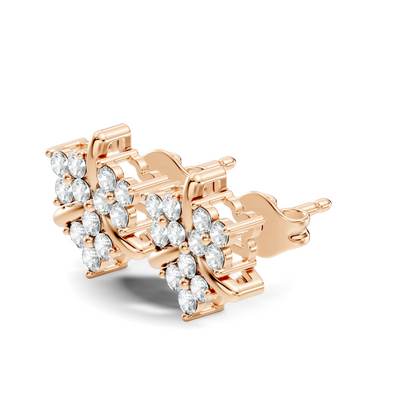Round Cut Natural & Lab Grown Diamond 14k Solid Gold Stunning Studs Diamond Earrings - HIGHCARAT DIAMONDS