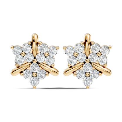 Round Cut Natural & Lab Grown Diamond 14k Solid Gold Stunning Studs Diamond Earrings - HIGHCARAT DIAMONDS