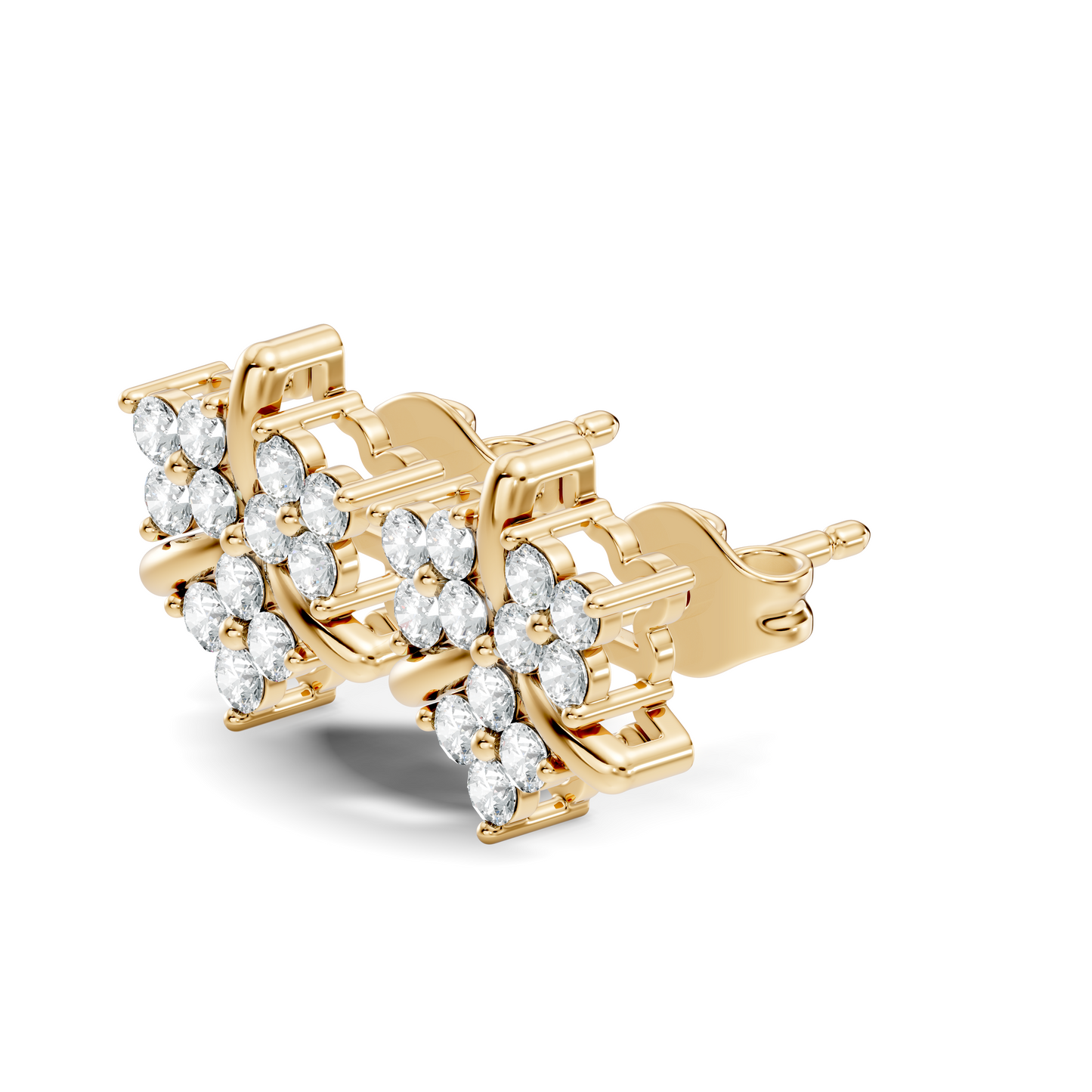 Round Cut Natural & Lab Grown Diamond 14k Solid Gold Stunning Studs Diamond Earrings - HIGHCARAT DIAMONDS