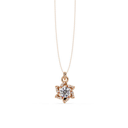 Round Lab Grown Diamond Floral Drop Pendant - HIGHCARAT DIAMONDS