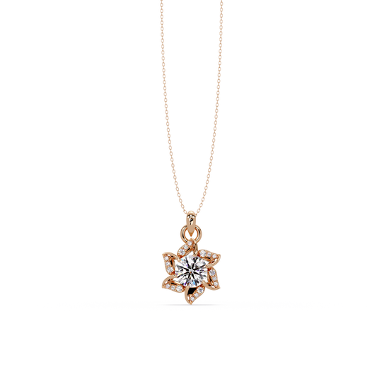 Round Lab Grown Diamond Floral Drop Pendant - HIGHCARAT DIAMONDS