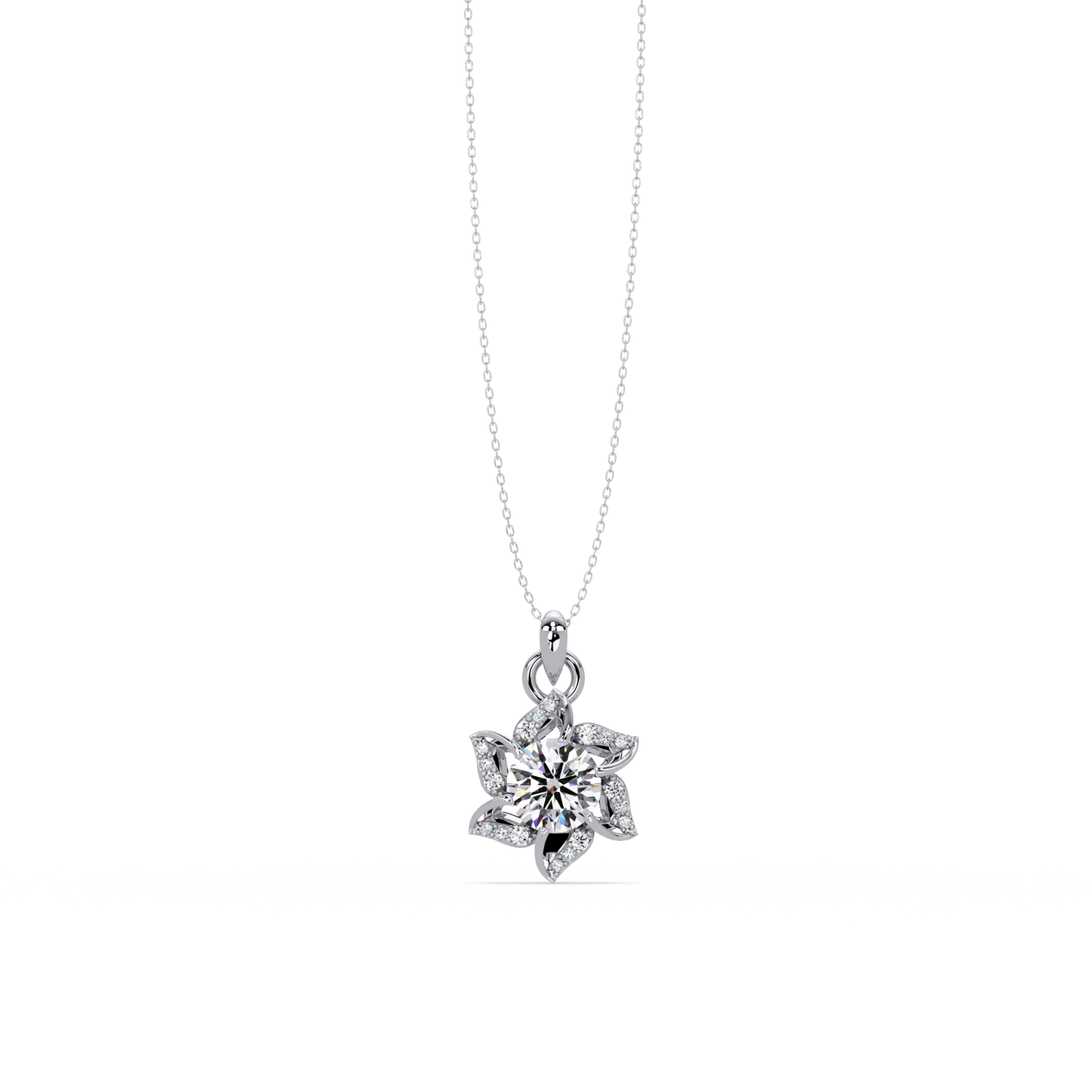 Round Lab Grown Diamond Floral Drop Pendant - HIGHCARAT DIAMONDS