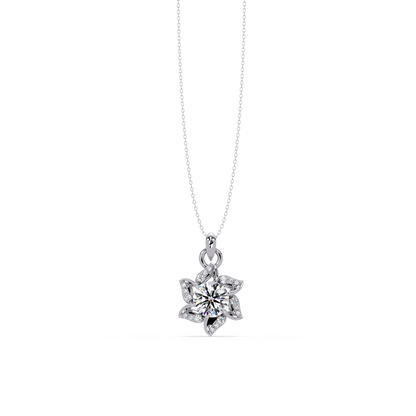 Round Lab Grown Diamond Floral Drop Pendant - HIGHCARAT DIAMONDS