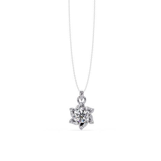 Round Lab Grown Diamond Floral Drop Pendant - HIGHCARAT DIAMONDS