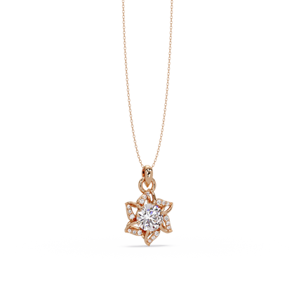 Round Lab Grown Diamond Floral Drop Pendant - HIGHCARAT DIAMONDS