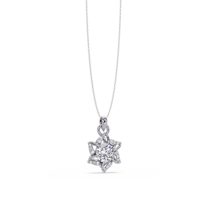 Round Lab Grown Diamond Floral Drop Pendant - HIGHCARAT DIAMONDS