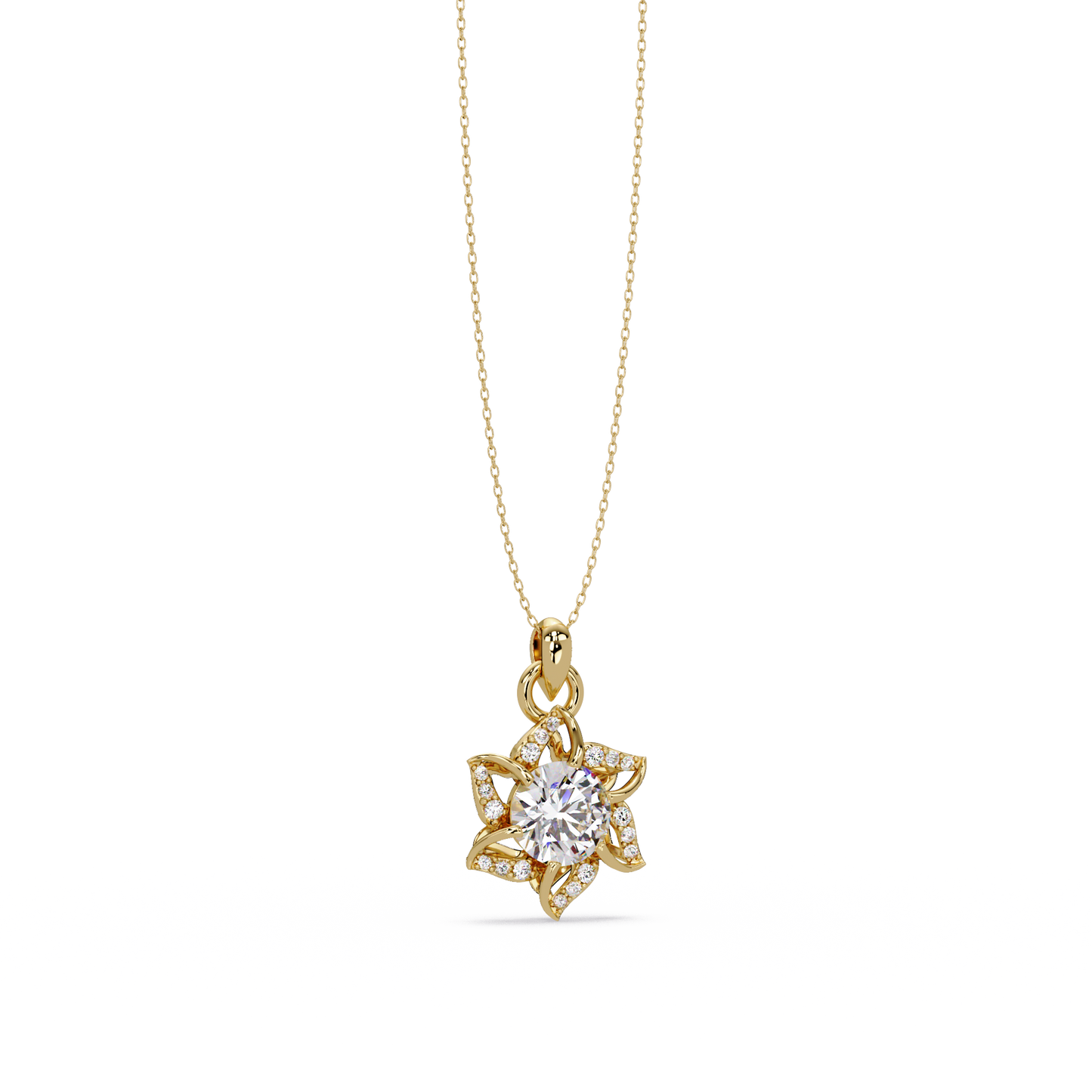 Round Lab Grown Diamond Floral Drop Pendant - HIGHCARAT DIAMONDS