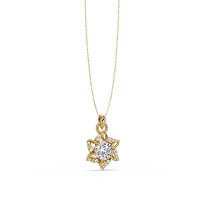 Round Lab Grown Diamond Floral Drop Pendant - HIGHCARAT DIAMONDS