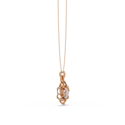 Round Lab Grown Diamond Floral Drop Pendant - HIGHCARAT DIAMONDS