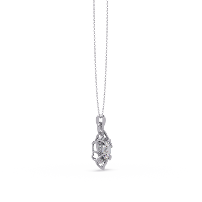Round Lab Grown Diamond Floral Drop Pendant - HIGHCARAT DIAMONDS