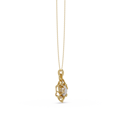 Round Lab Grown Diamond Floral Drop Pendant - HIGHCARAT DIAMONDS
