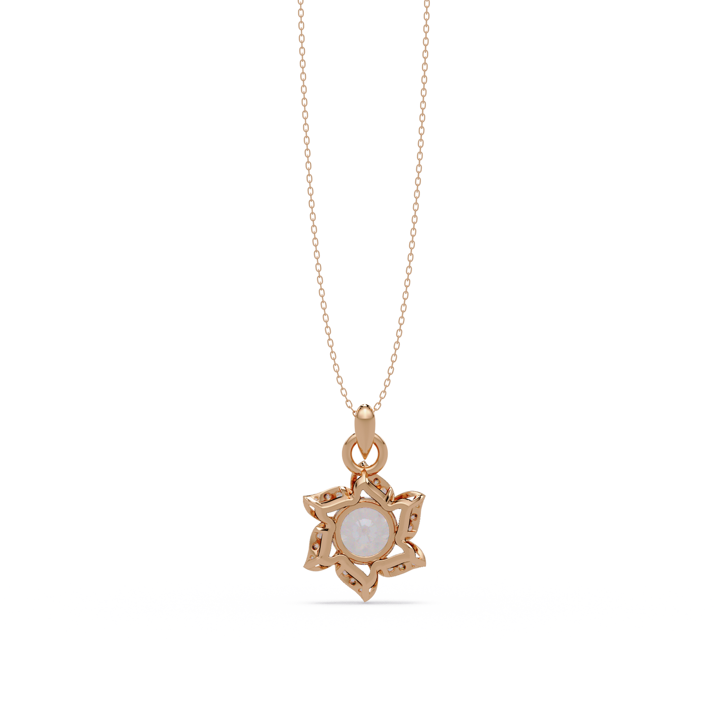 Round Lab Grown Diamond Floral Drop Pendant - HIGHCARAT DIAMONDS