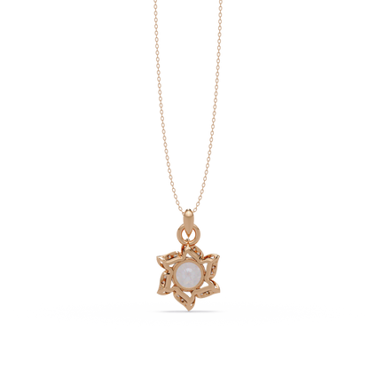 Round Lab Grown Diamond Floral Drop Pendant - HIGHCARAT DIAMONDS