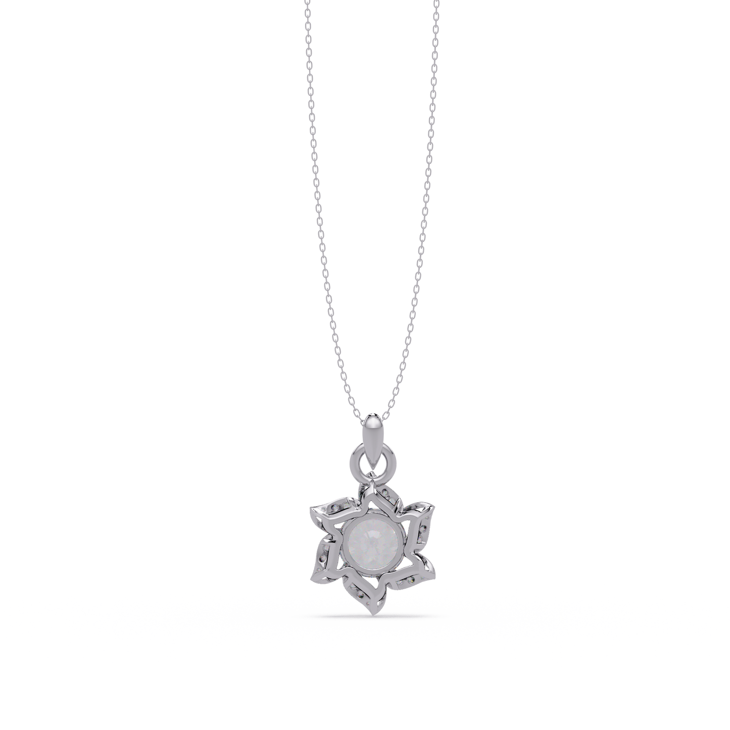 Round Lab Grown Diamond Floral Drop Pendant - HIGHCARAT DIAMONDS