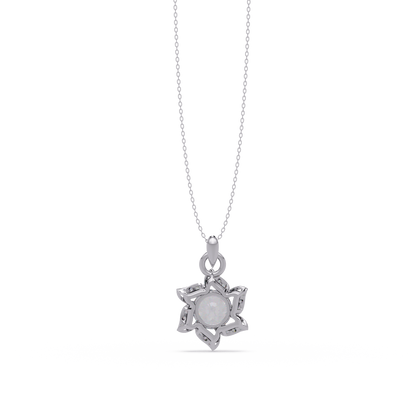 Round Lab Grown Diamond Floral Drop Pendant - HIGHCARAT DIAMONDS