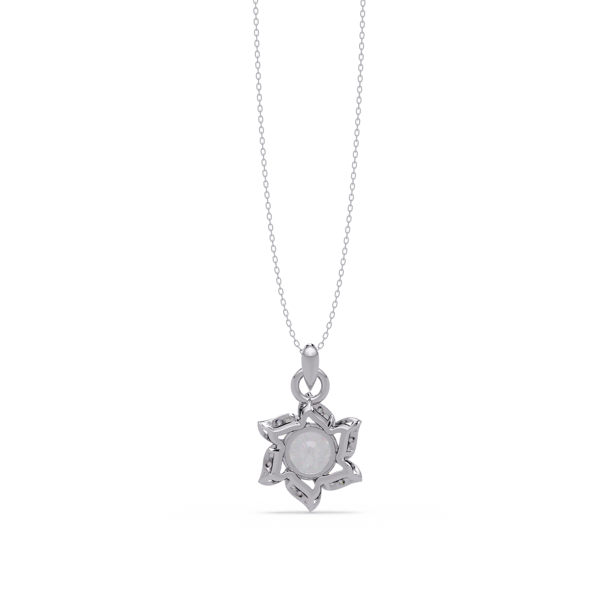 Round Lab Grown Diamond Floral Drop Pendant - HIGHCARAT DIAMONDS