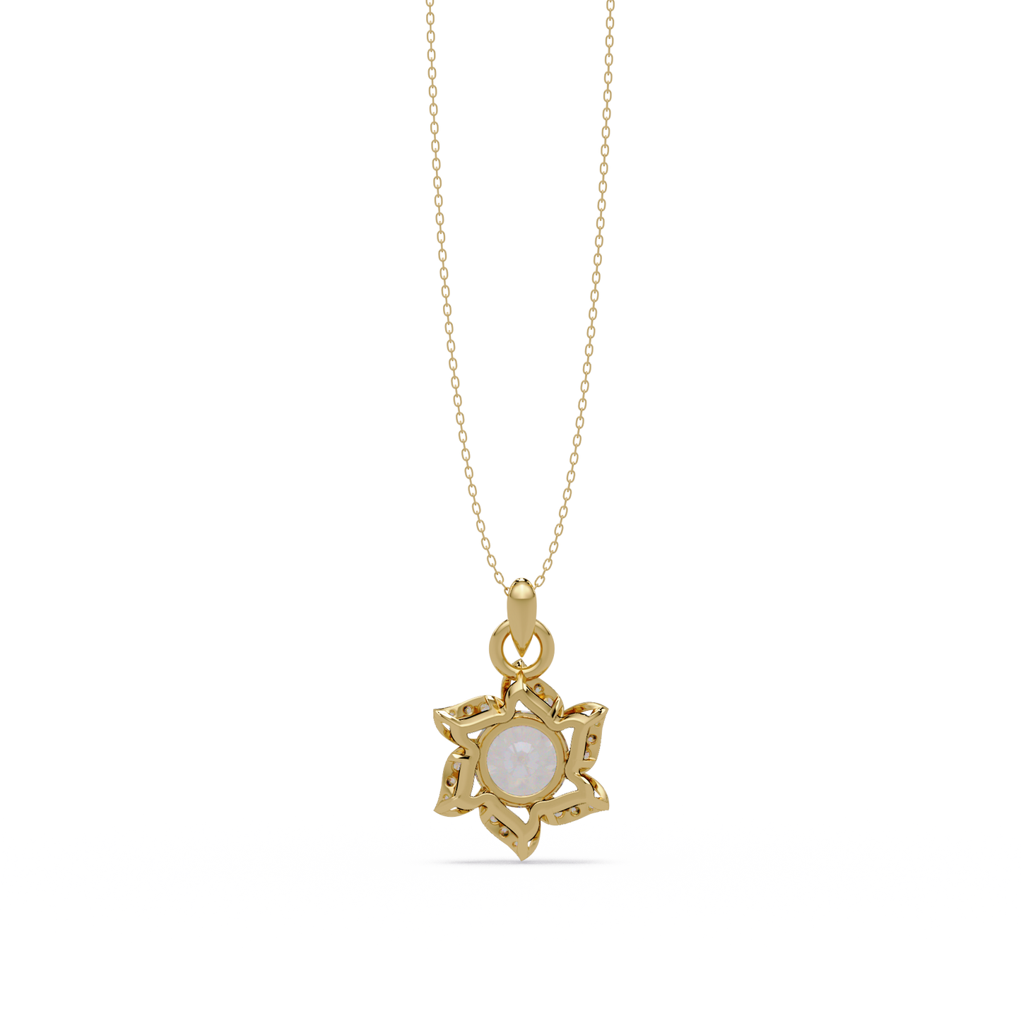 Round Lab Grown Diamond Floral Drop Pendant - HIGHCARAT DIAMONDS