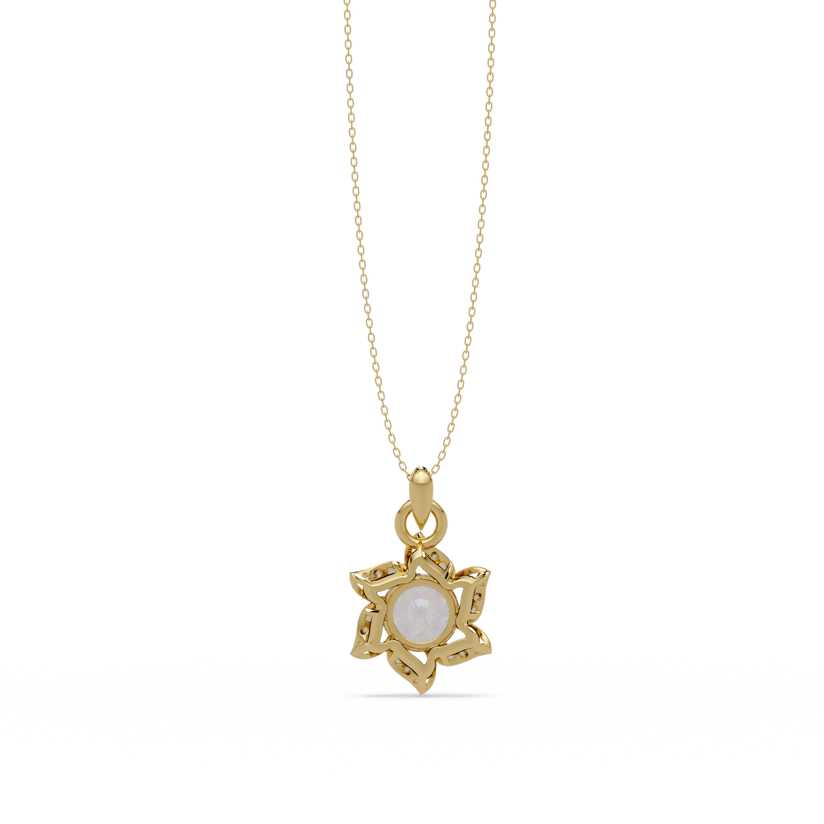 Round Lab Grown Diamond Floral Drop Pendant - HIGHCARAT DIAMONDS