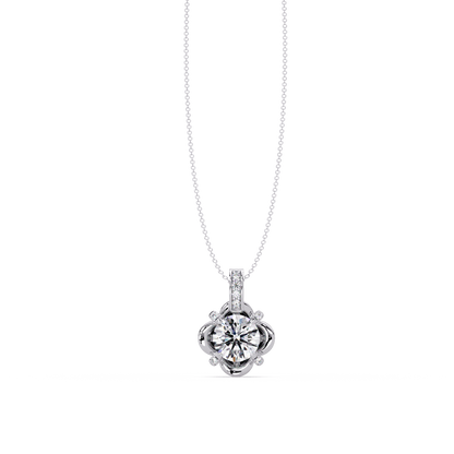 Round Lab Grown Diamond Floral Frame Pendant - HIGHCARAT DIAMONDS