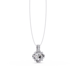 Round Lab Grown Diamond Floral Frame Pendant - HIGHCARAT DIAMONDS