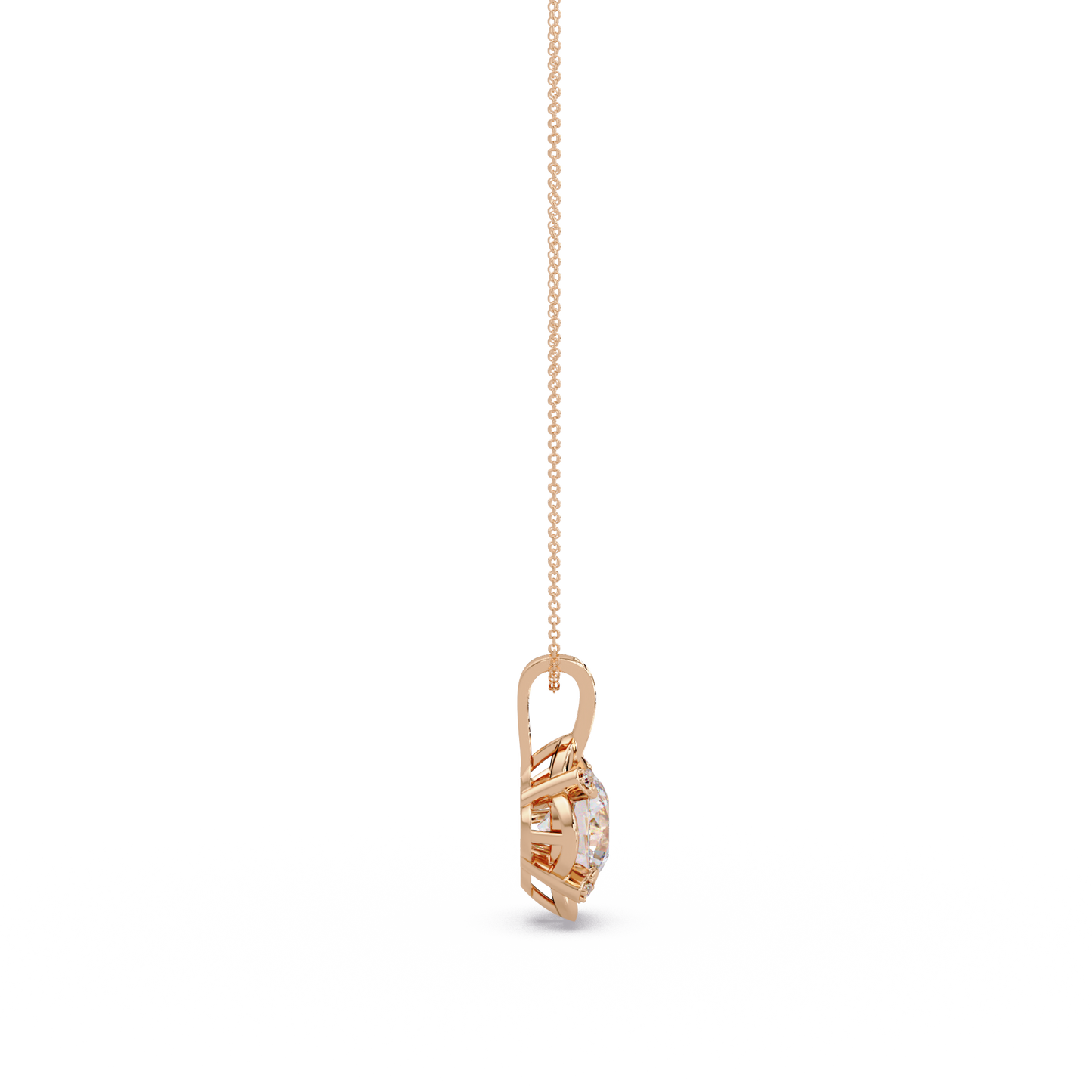 Round Lab Grown Diamond Floral Frame Pendant - HIGHCARAT DIAMONDS