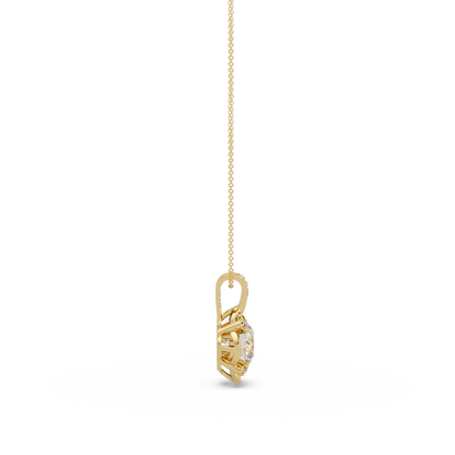Round Lab Grown Diamond Floral Frame Pendant - HIGHCARAT DIAMONDS