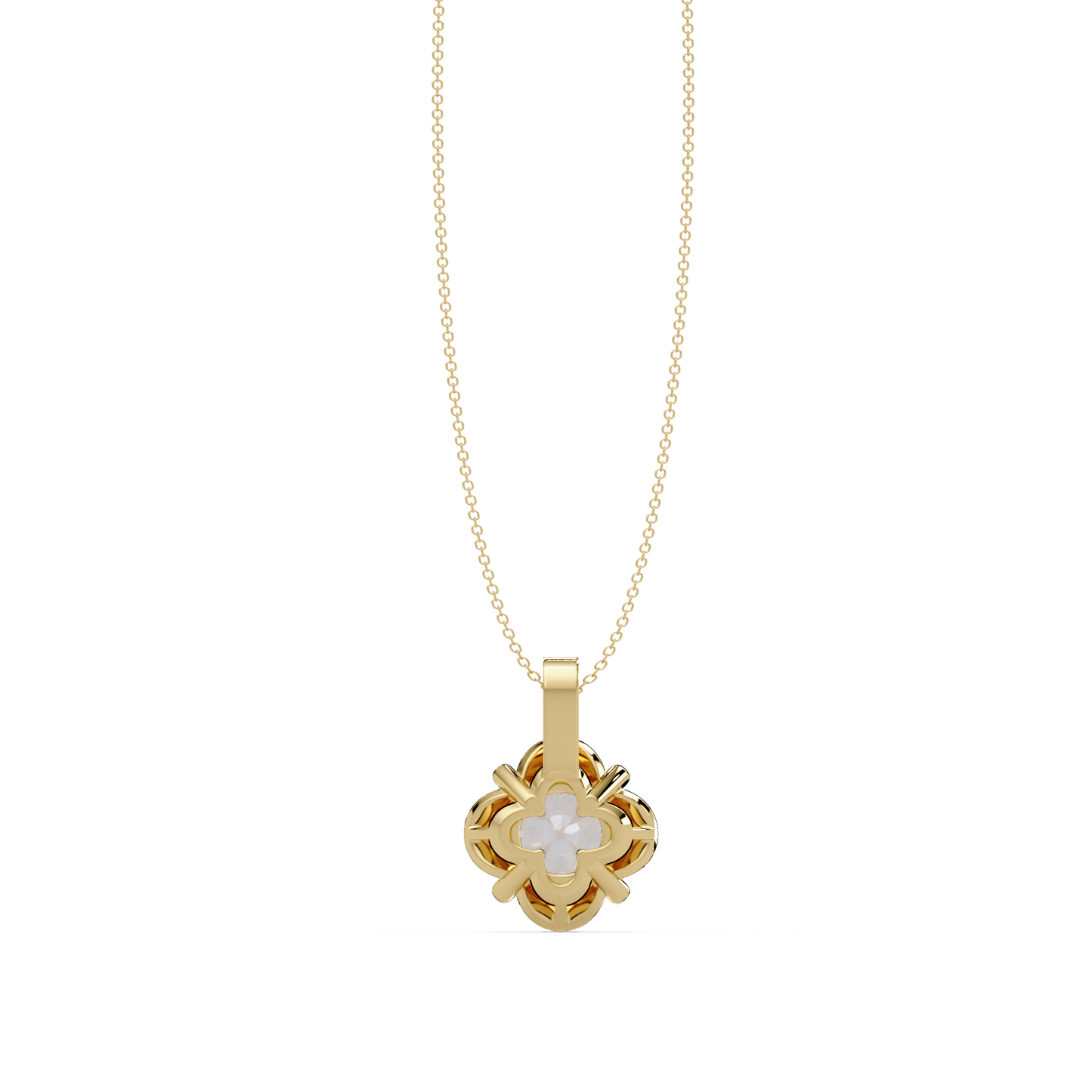 Round Lab Grown Diamond Floral Frame Pendant - HIGHCARAT DIAMONDS