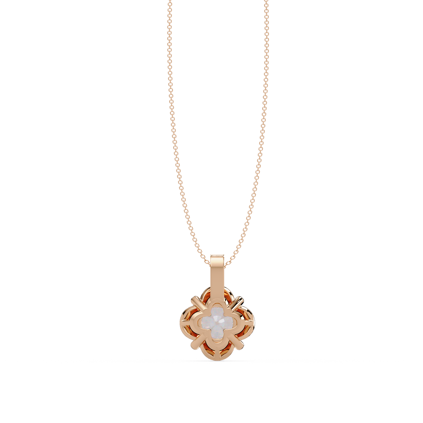 Round Lab Grown Diamond Floral Frame Pendant - HIGHCARAT DIAMONDS