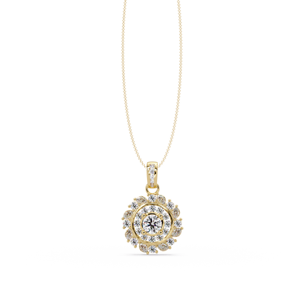 Round Lab Grown Diamond Floral Halo Pendant - HIGHCARAT DIAMONDS