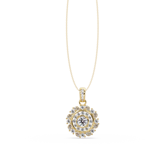 Round Lab Grown Diamond Floral Halo Pendant - HIGHCARAT DIAMONDS