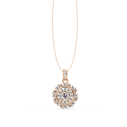 Round Lab Grown Diamond Floral Halo Pendant - HIGHCARAT DIAMONDS