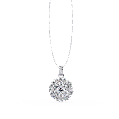 Round Lab Grown Diamond Floral Halo Pendant - HIGHCARAT DIAMONDS