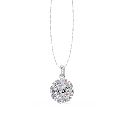 Round Lab Grown Diamond Floral Halo Pendant - HIGHCARAT DIAMONDS