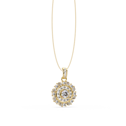 Round Lab Grown Diamond Floral Halo Pendant - HIGHCARAT DIAMONDS