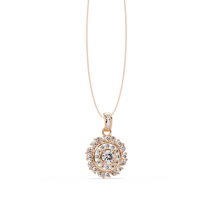 Round Lab Grown Diamond Floral Halo Pendant - HIGHCARAT DIAMONDS