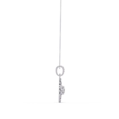 Round Lab Grown Diamond Floral Halo Pendant - HIGHCARAT DIAMONDS