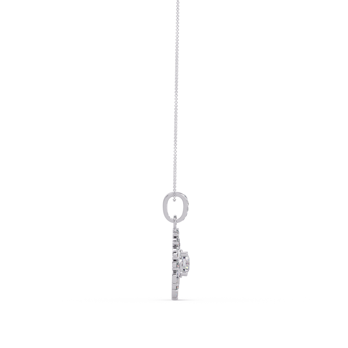 Round Lab Grown Diamond Floral Halo Pendant - HIGHCARAT DIAMONDS