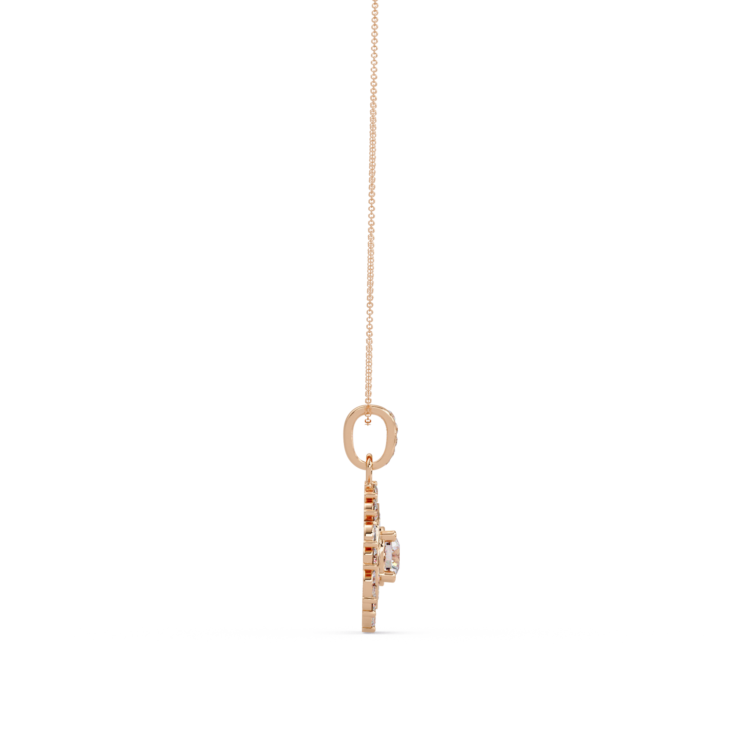 Round Lab Grown Diamond Floral Halo Pendant - HIGHCARAT DIAMONDS