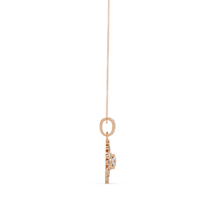 Round Lab Grown Diamond Floral Halo Pendant - HIGHCARAT DIAMONDS