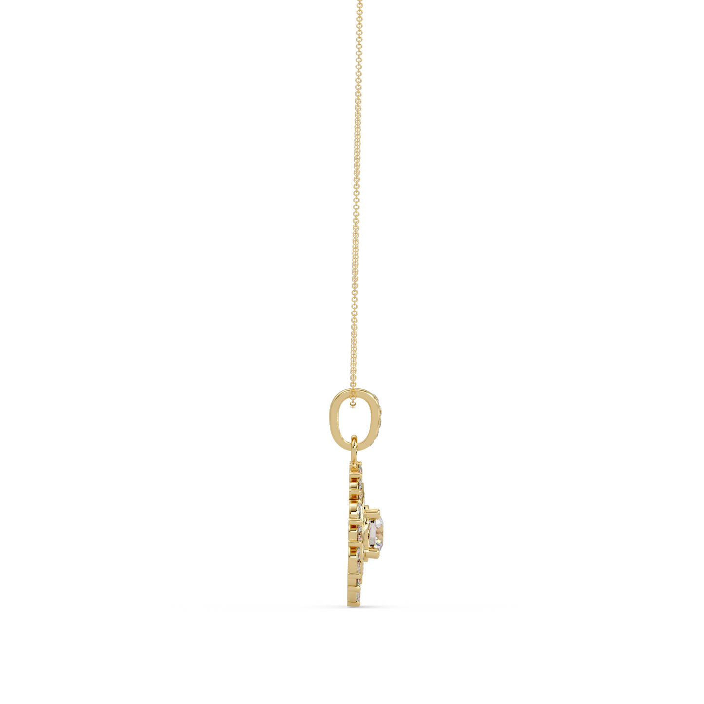 Round Lab Grown Diamond Floral Halo Pendant - HIGHCARAT DIAMONDS