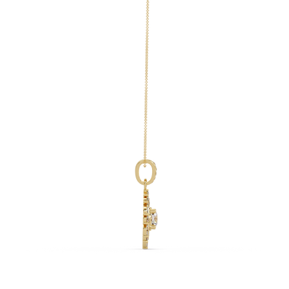 Round Lab Grown Diamond Floral Halo Pendant - HIGHCARAT DIAMONDS