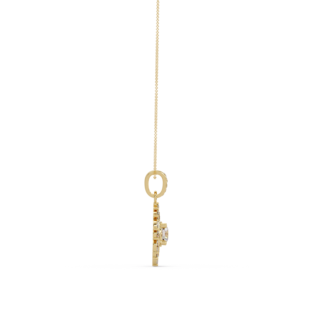Round Lab Grown Diamond Floral Halo Pendant - HIGHCARAT DIAMONDS