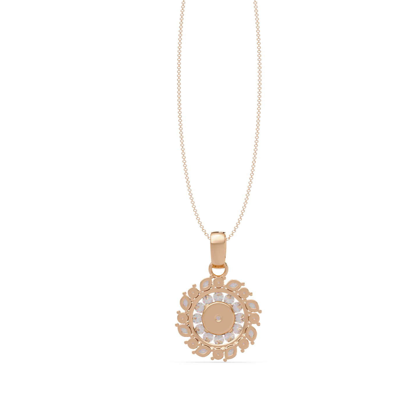 Round Lab Grown Diamond Floral Halo Pendant - HIGHCARAT DIAMONDS