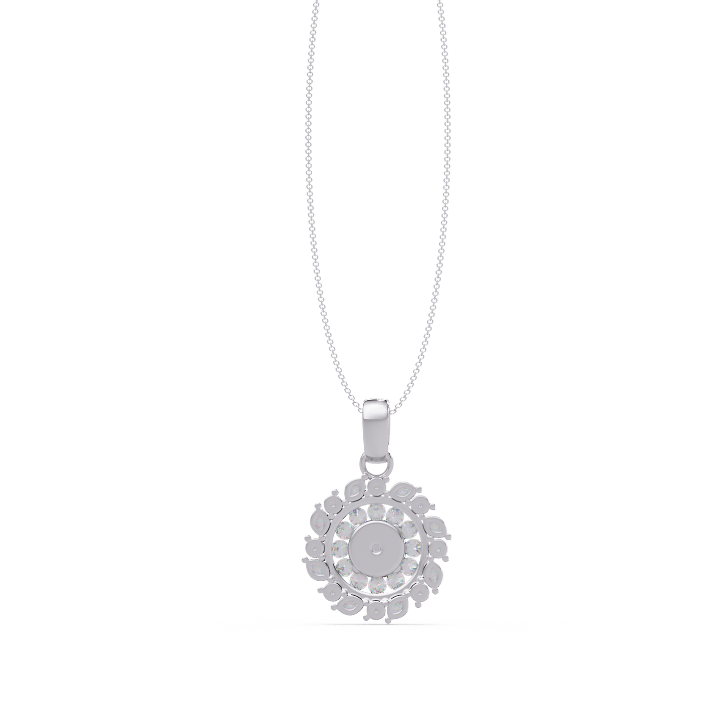 Round Lab Grown Diamond Floral Halo Pendant - HIGHCARAT DIAMONDS