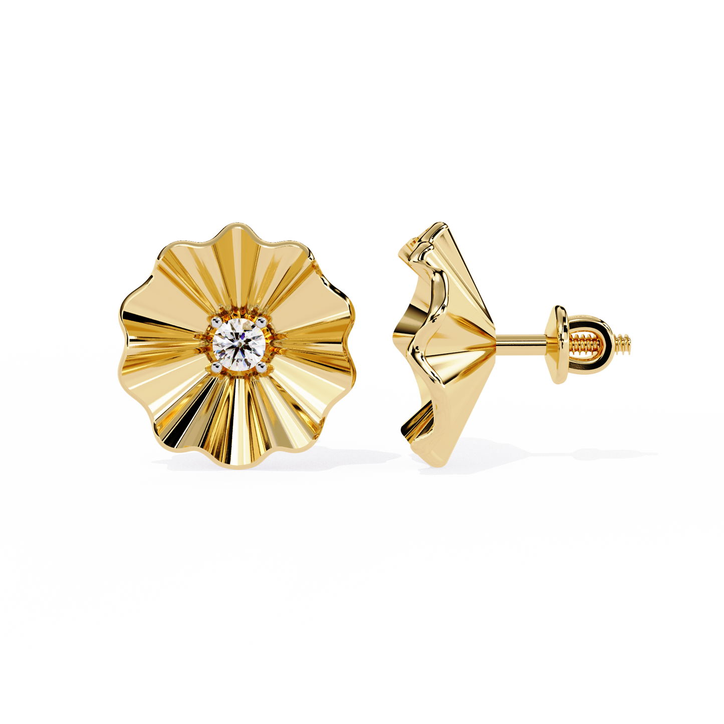 Round Lab Grown Diamond Floral Stud Earring - HIGHCARAT DIAMONDS