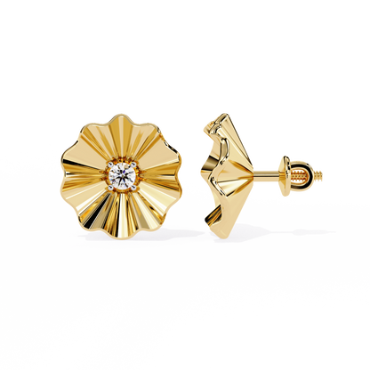 Round Lab Grown Diamond Floral Stud Earring - HIGHCARAT DIAMONDS