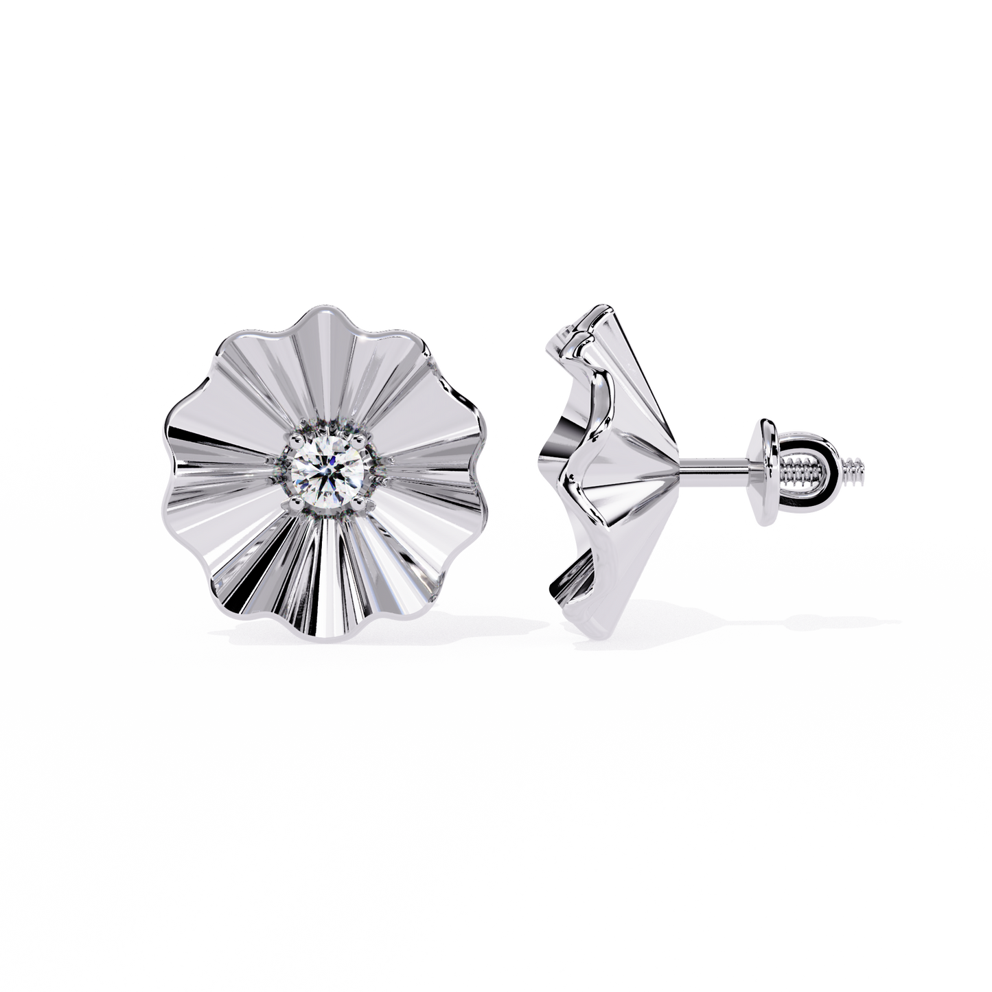 Round Lab Grown Diamond Floral Stud Earring - HIGHCARAT DIAMONDS